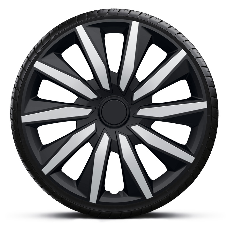4-Delige Wieldoppenset Decente 15-inch zilver/zwart