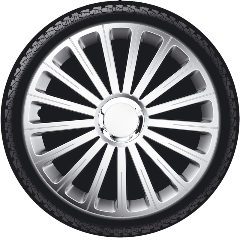 4-Delige Wieldoppenset Radical 14-inch zilver + chroom ring