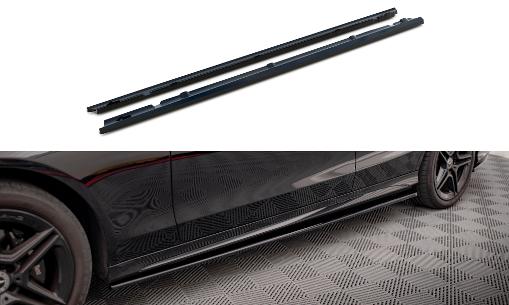 Zijskirts Mercedes C Klasse AMG Line & C43 AMG W205 Facelift Maxton Glans Zwart