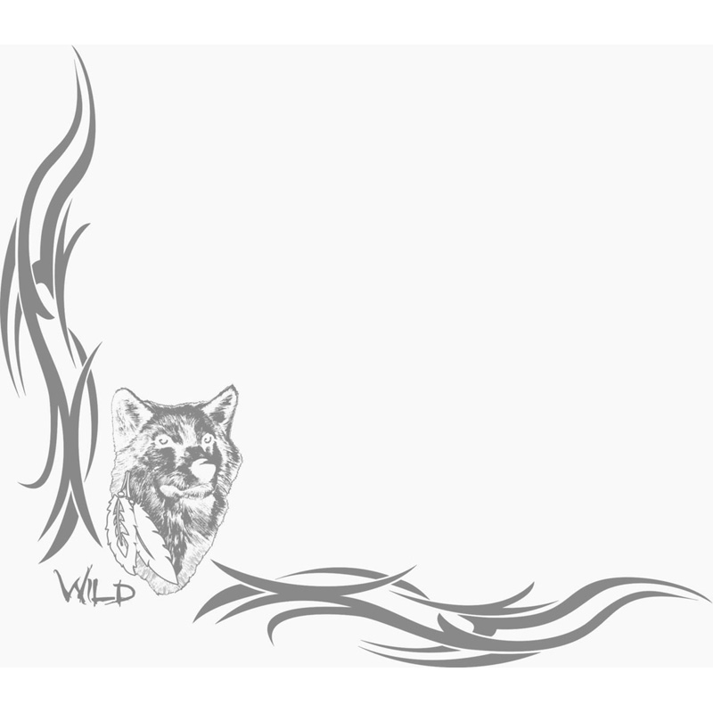 Auto Tattoo Raamsticker Wolf - 46x55cm - 2 stuks links & rechts