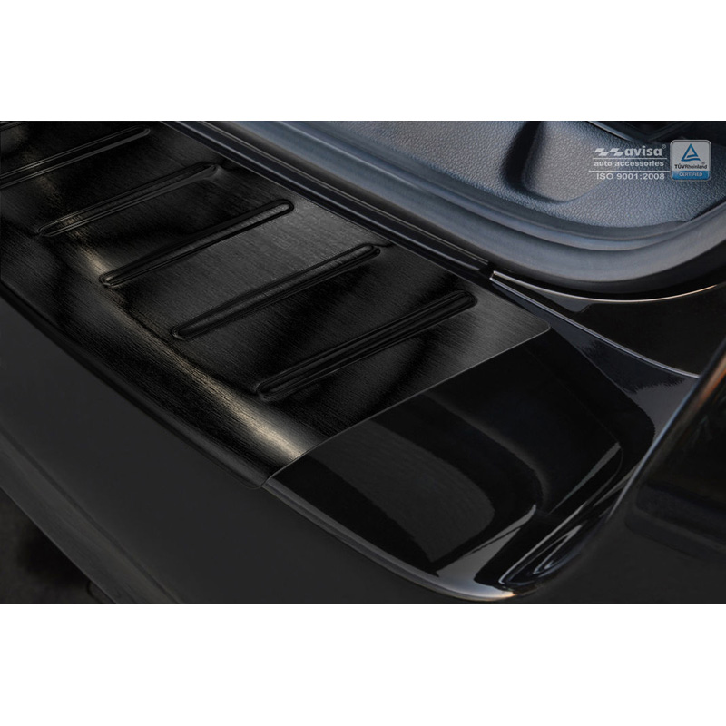 Zwart RVS Achterbumperprotector  Peugeot 508 SW 2011-2018 'Ribs'
