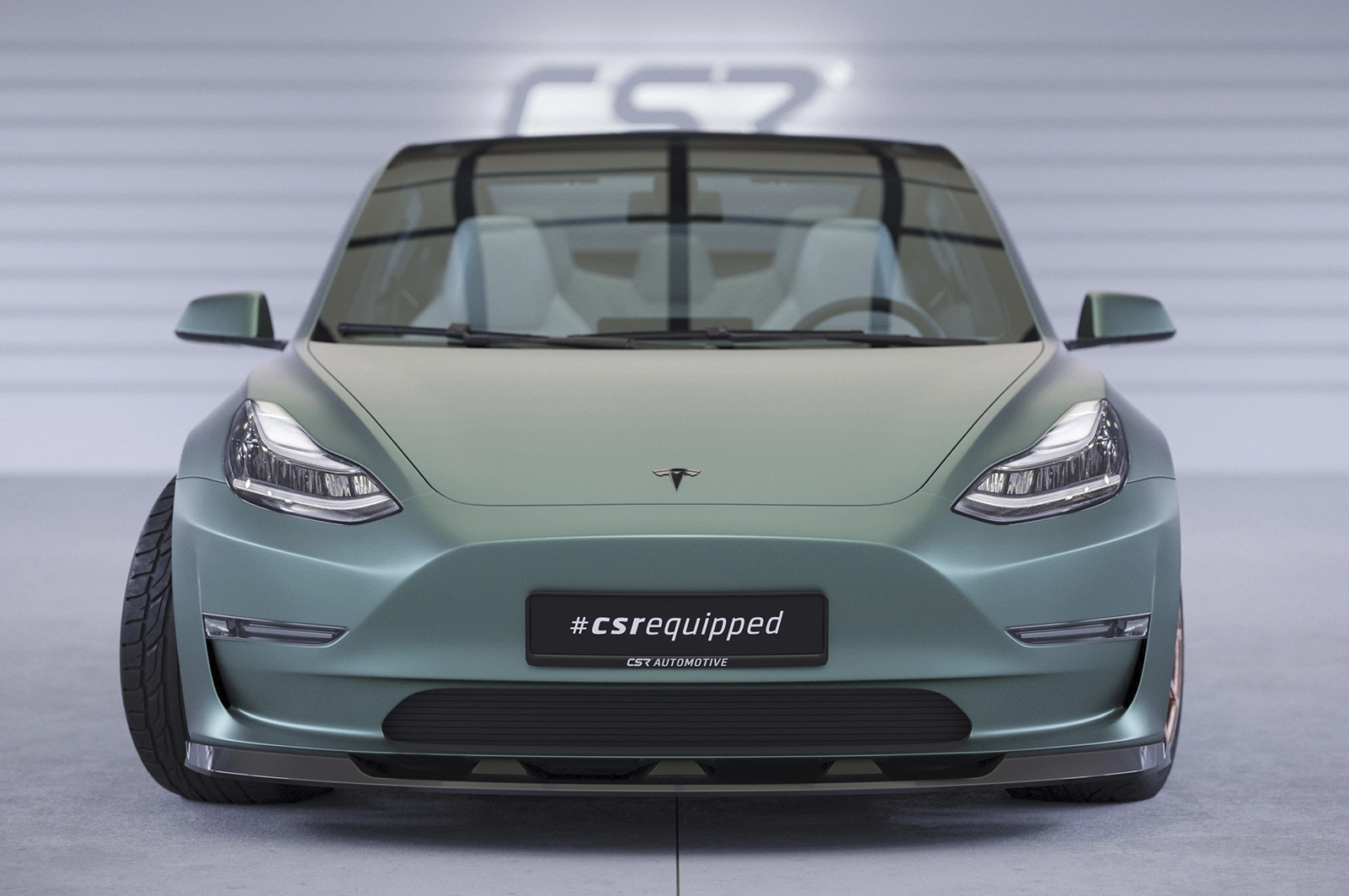 Voorspoiler Tesla Model 3 Glans Zwart – CSR (2017–09/2023 Voor-Facelift)