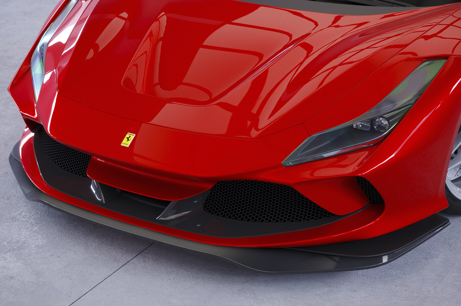 Voorspoiler Ferrari F8 Tributo / Spider CSR Glans Zwart