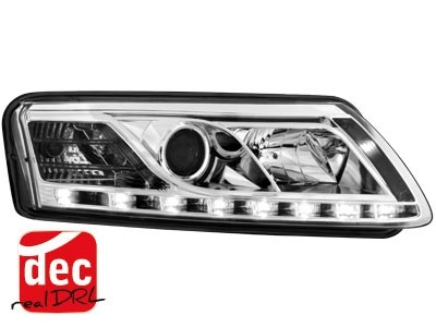 Koplampen Audi A6 4F 04-07 Devil Eyes real DRL LED Chroom