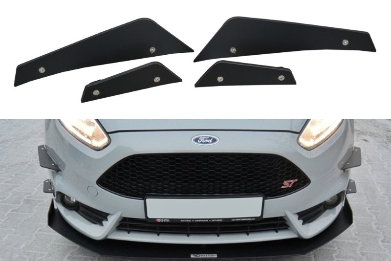 Voorbumper Vleugels (Canards) Ford Fiesta ST Mk7 FL Glanzend Zwart