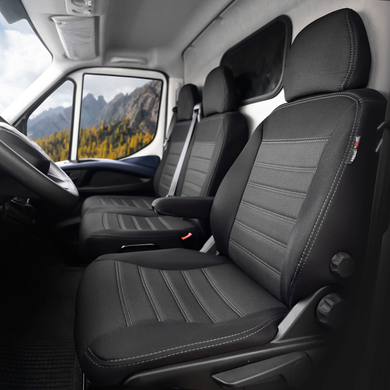 Original Design Stoffen Stoelhoezenset 2+1  Volkswagen Crafter/MAN TGE 2017- (Ergo Comfort) (split in rug bank)