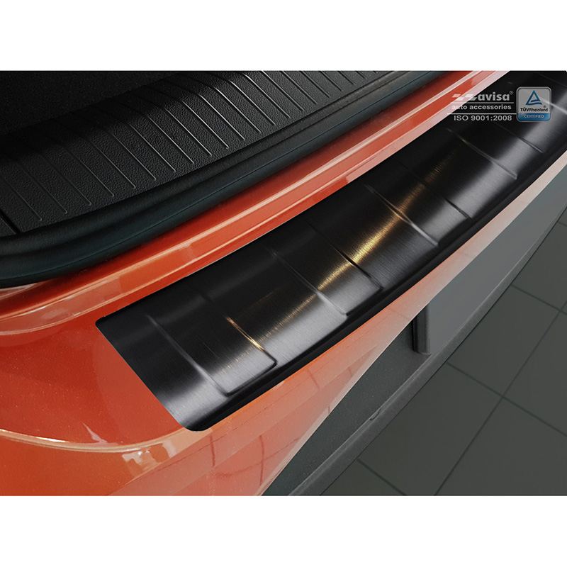 Zwart RVS Achterbumperprotector  Volkswagen T-Roc 2017-2022 & Facelift 2022- incl. Cabrio 'Ribs'