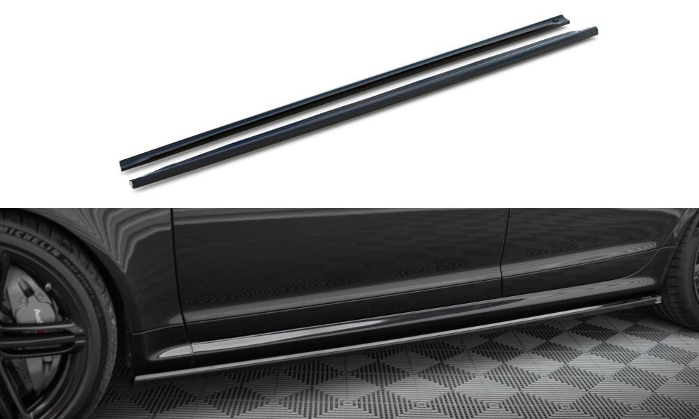 Zijskirts V.2 Audi RS6 C6 Avant Maxton Glans Zwart