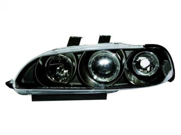 Koplampen Honda Civic 92-95 4 deurs Angel Eyes Zwart
