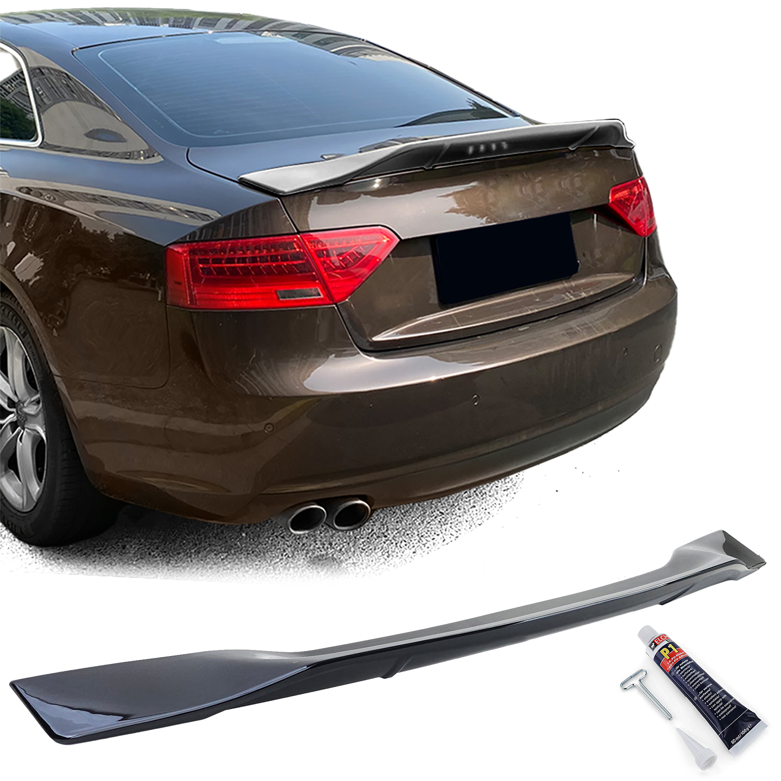 Spoiler Audi A5 8T Coupe / Cabrio Glans Zwart