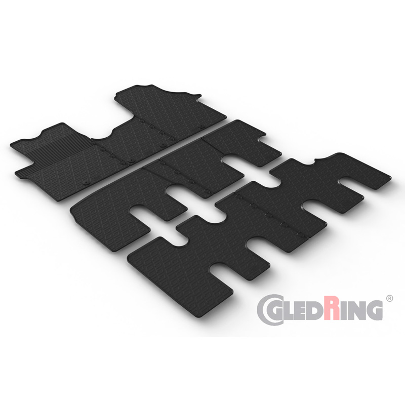 Gledring Rubbermatten  Fiat Talento 2016- / Renault Trafic 2014-2019 / Opel Vivaro 2014-2019 / Nissan NV300 2016- (Bus) (3de zitrij) (G profiel 2-delig + montageclips)