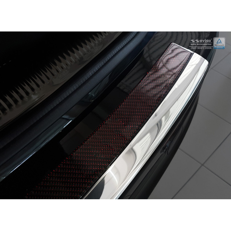 RVS Achterbumperprotector 'Deluxe'  Audi Q5 2008-2016 Chroom/Rood-Zwart Carbon