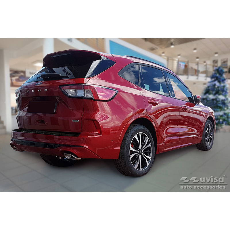 Zwart-Chroom RVS Achterbumperprotector  Ford Kuga III ST-Line/Hybrid/Vignale 2019-2024 & FL 2024-  'Ribs'