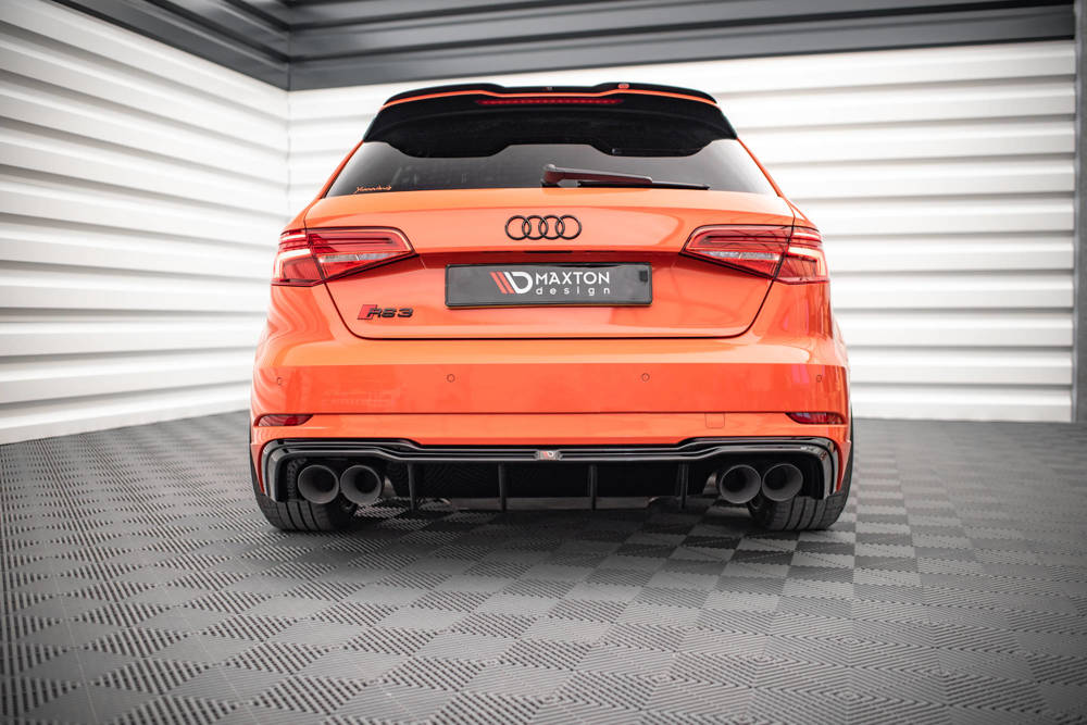 Diffuser Audi RS3 8V Sportback FL Maxton Glans Zwart met Milltek Uitlaat Chroom
