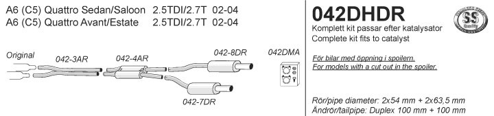 Simons Uitlaatsysteem af kat. Audi A6 Quattro 5C 2002>