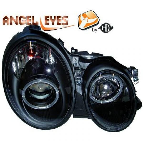 Koplampen Mercedes W210 95-99 Zwart