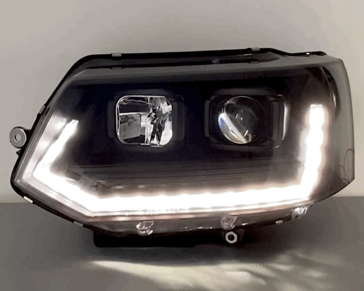 Koplampen VW T5 09-15 Tube LED Dynamic T6 look black V2