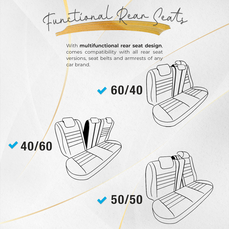 Universele Suede/Leder/Stoffen Stoelhoezenset 'Iconic' Zwart/Terracotta - 11-delig - geschikt voor Side-Airbags