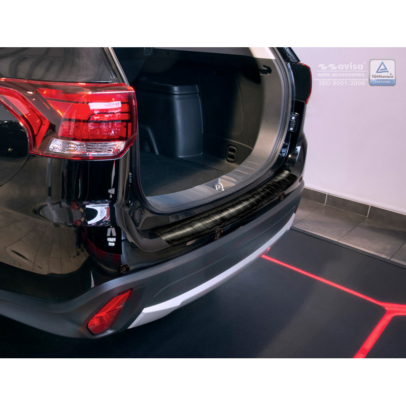 Zwart RVS Achterbumperprotector  Mitsubishi Outlander III Facelift 2015- 'Ribs'