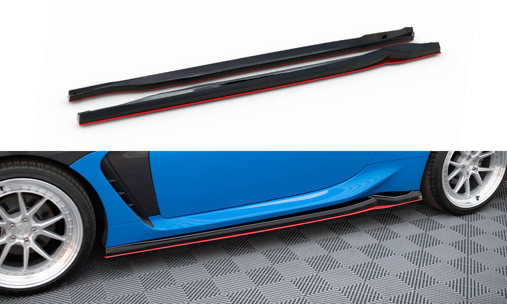 Zijskirts V.2 Toyota GR86 Maxton Glans Zwart / Rood
