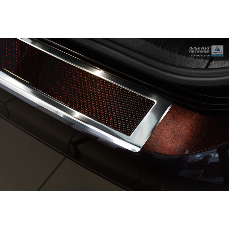 RVS Achterbumperprotector 'Deluxe'  Volkswagen Passat 3G Variant 2014-2023 Chroom/Rood-Zwart Carbon