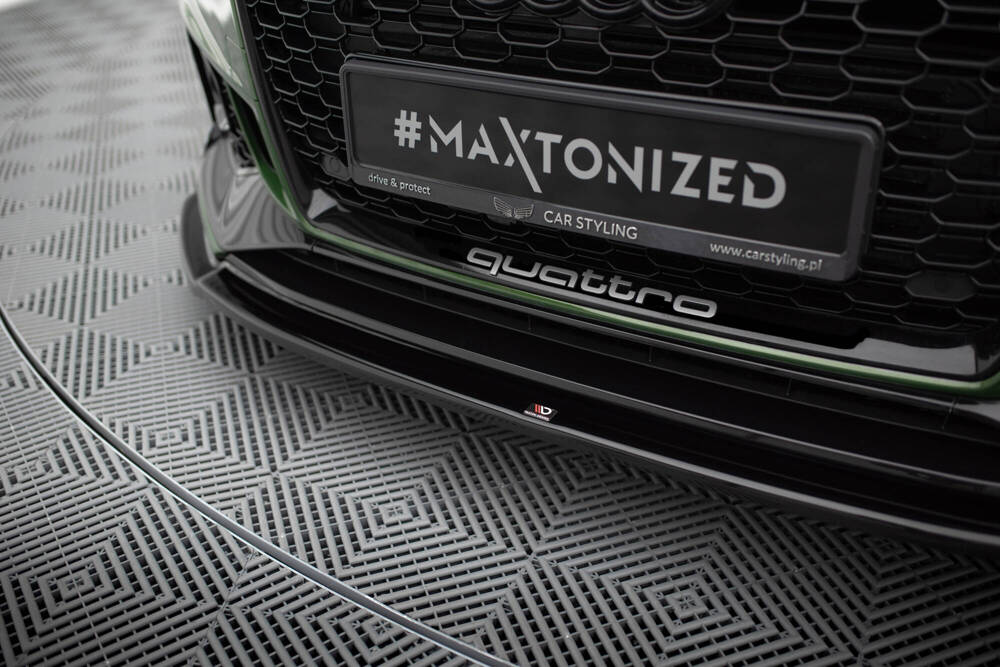Voorspoiler V.2 Audi RS4 B9 Maxton Glans Zwart