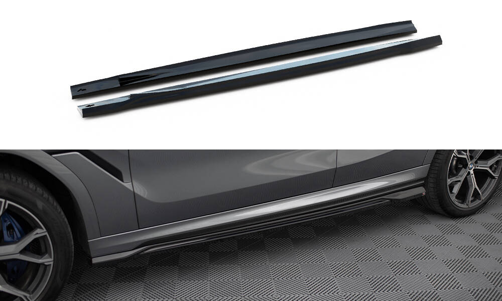 Zijskirts V.2 BMW X6 M-pakket G06 FL Maxton Glans Zwart