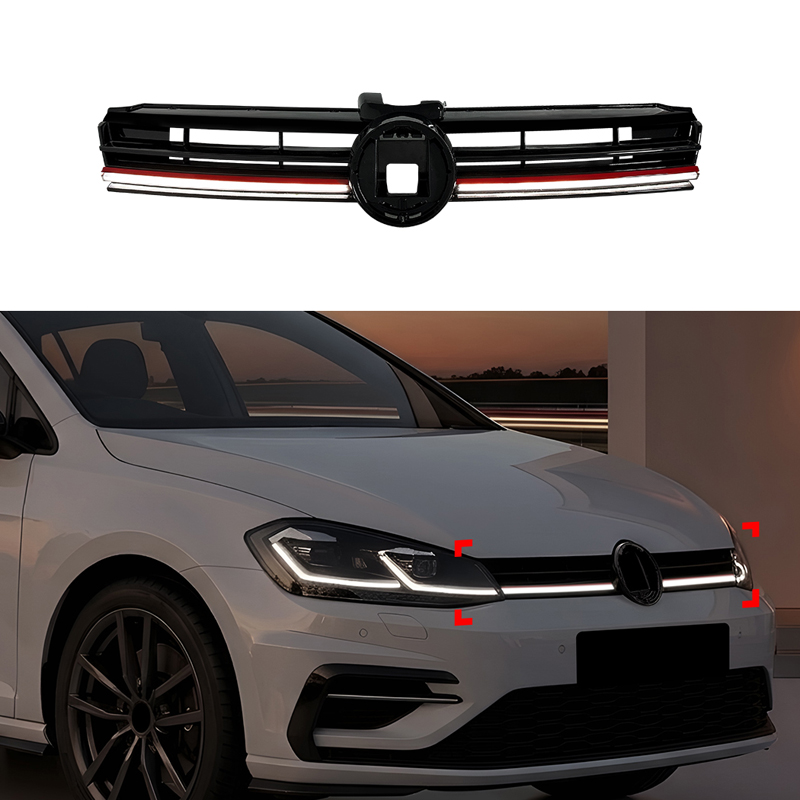 R-Look Grill met LED-Strip  Volkswagen Golf VII (7.5) HB/Variant Facelift 2017-2020