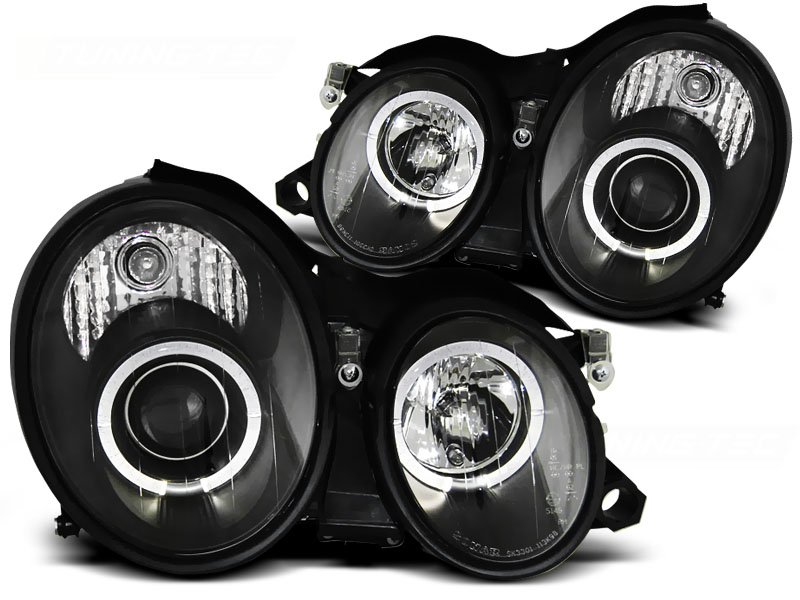 Koplampen Mercedes W208 Angel eyes CCFL helder zwart 98-02