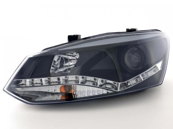 Koplampen VW Polo 6R 10-.. real DRL Devil Eyes Zwart