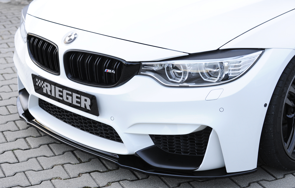 Voorspoiler BMW M3 F80 / M4 F82 F83 Rieger Glans Zwart