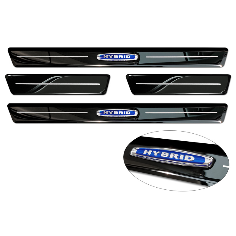 Zwart glanzend RVS Instaplijsten  Volvo V90 2016- 'Hybrid' - 4-delig