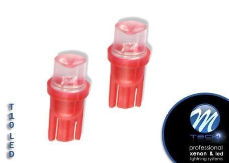 LED T10 W5W Lampjes 12v concave 8mm rood