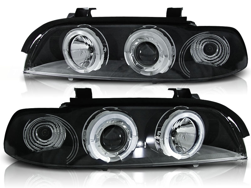 Koplampen BMW E39 Angel Eyes zwart